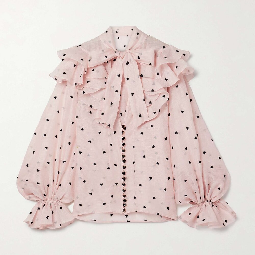 NWT Zimmermann Crush Embroidered Blouse Pink Heart Size 1 Runway Edition